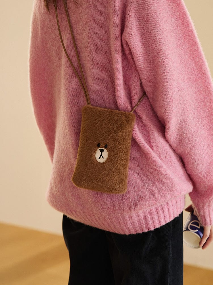擁抱溫柔🤎LINE FRIENDS 斜補小包手機包MINI CROSSBODY BAG HUG BROWN SEASON 3