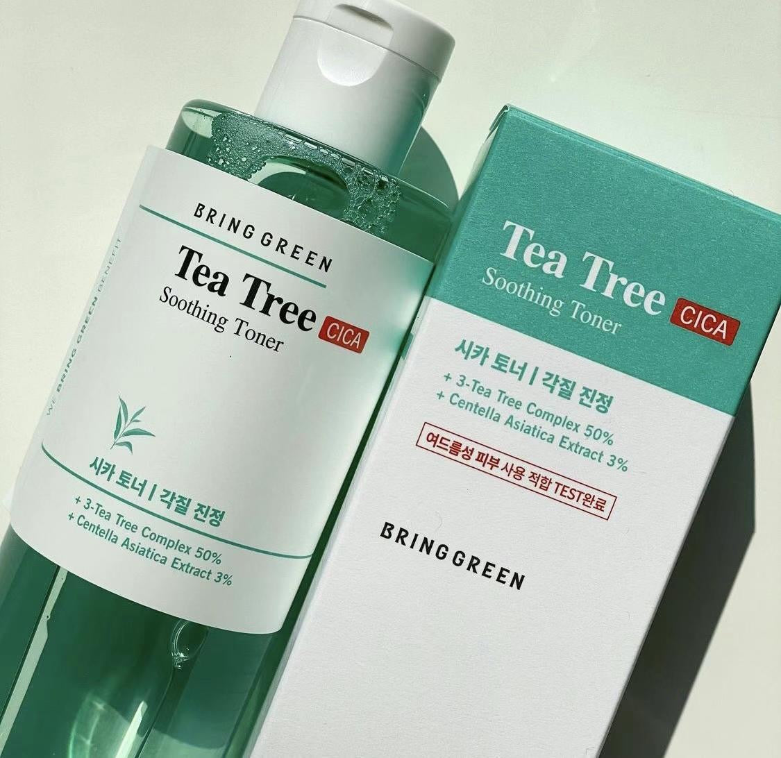 韓國 Bring Green Tea Tree CICA Soothing Toner 茶樹積雪草舒緩爽膚水 超大容量510ml 🌿